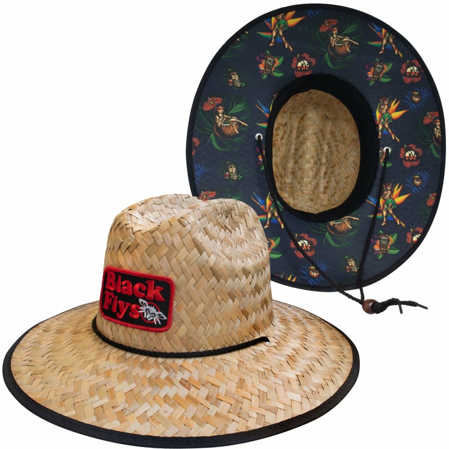 Black Flys Hats | Black Flys Pardy Time Straw Hat