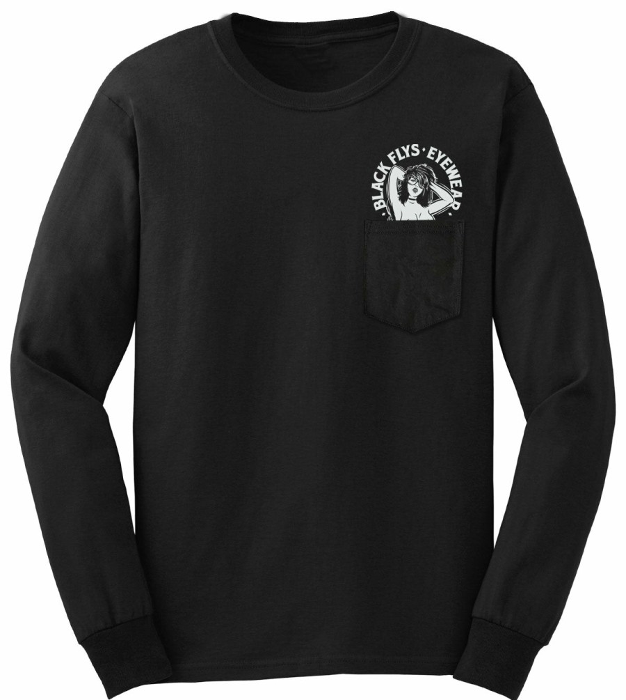 Black Flys T-Shirts | Peep Show Pocket Long Sleeve Tee